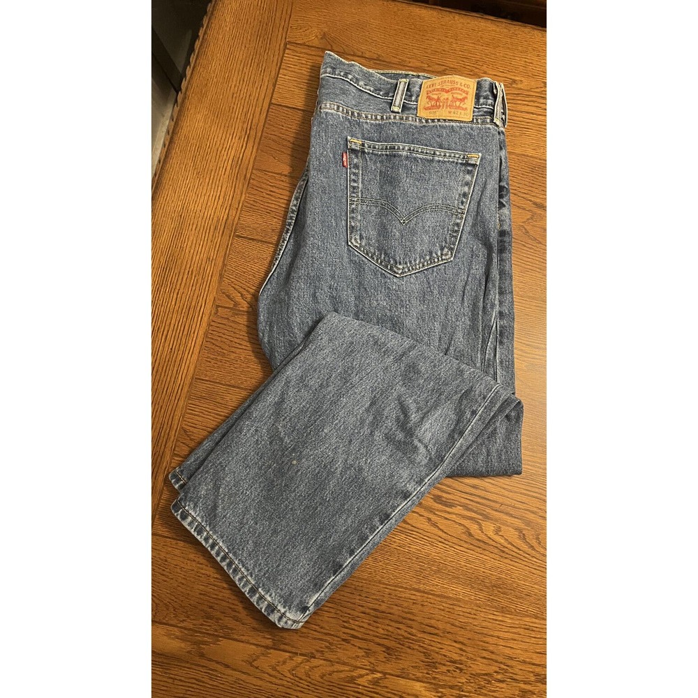Levis 505 Mens Regular Fit Straight Leg Jeans Medium Wash 100% Cotton Size 42x30
